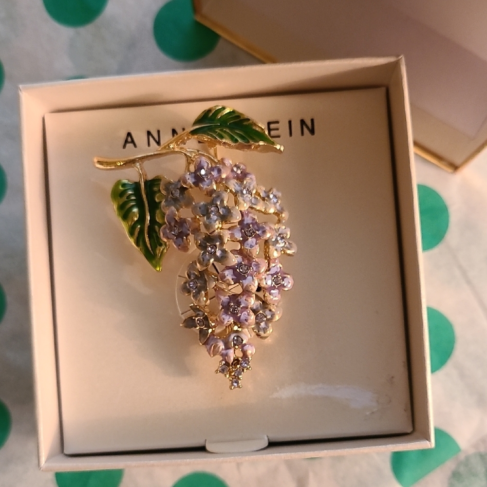 Anne Klein Purple and Gold Floral Brooch